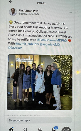 Screenshot of Jim Allison tweet